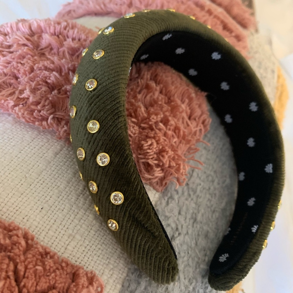 Lele Sadoughi Embellished Headband Olive Green